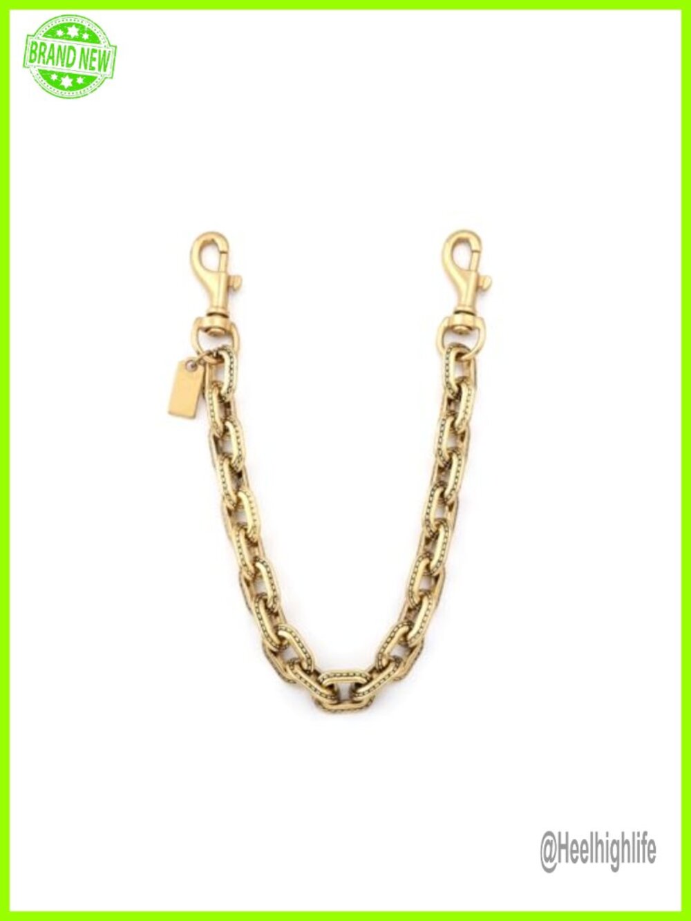 Vintage Chunky Link Chain Purse Charm Extender Bag Strap Gold Keychain 10in